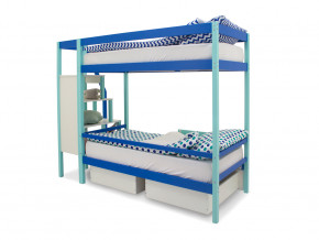 Двухъярусная кровать Svogen с ящиками и бортиком мятно-синий в Красноуфимске - krasnoufimsk.magazinmebel.ru | фото - изображение 4