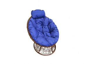 Кресло Папасан мини с ротангом синяя подушка в Красноуфимске - krasnoufimsk.magazinmebel.ru | фото - изображение 1