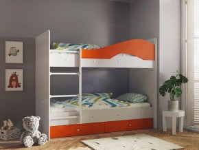 Кровать 2-х ярусная Мая с ящиками на латофлексах белый-оранж в Красноуфимске - krasnoufimsk.magazinmebel.ru | фото