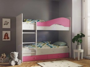 Кровать 2-х ярусная Мая с ящиками на латофлексах белый-розовый в Красноуфимске - krasnoufimsk.magazinmebel.ru | фото