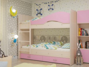 Кровать 2-х ярусная Мая с ящиками на латофлексах розовая в Красноуфимске - krasnoufimsk.magazinmebel.ru | фото