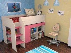 Кровать чердак Теремок 2 Розовый в Красноуфимске - krasnoufimsk.magazinmebel.ru | фото - изображение 1