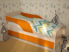 Кровать детская Максимка млечный дуб-оранж в Красноуфимске - krasnoufimsk.magazinmebel.ru | фото