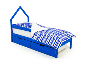 Кровать-домик мини Svogen с ящиками и бортиком синий в Красноуфимске - krasnoufimsk.magazinmebel.ru | фото