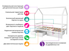 Кровать-домик Svogen с фото с ящиками и бортиком белый/динозаврики в Красноуфимске - krasnoufimsk.magazinmebel.ru | фото - изображение 2