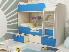 Кровать двухъярусная Малыш двойняшка дуб молочный-голубой в Красноуфимске - krasnoufimsk.magazinmebel.ru | фото