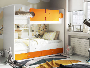 Кровать двухъярусная Тетрис латы с бортиками белый-оранжевый в Красноуфимске - krasnoufimsk.magazinmebel.ru | фото - изображение 1