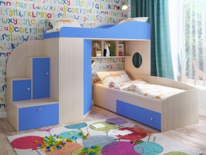 Кровать Кадет 2 Дуб молочный-голубой в Красноуфимске - krasnoufimsk.magazinmebel.ru | фото