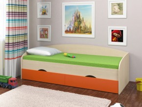 Кровать Соня 2 дуб молочный-оранжевый в Красноуфимске - krasnoufimsk.magazinmebel.ru | фото