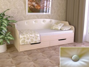 Кровать Юниор Тип 2 дуб молочный-белый перламутр 800х1600 в Красноуфимске - krasnoufimsk.magazinmebel.ru | фото