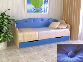 Кровать Юниор Тип 2 дуб молочный/синий 800х1600 в Красноуфимске - krasnoufimsk.magazinmebel.ru | фото - изображение 1