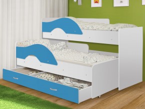 Кровать выкатная Радуга с ящиком 80х160 белая-голубой в Красноуфимске - krasnoufimsk.magazinmebel.ru | фото - изображение 1